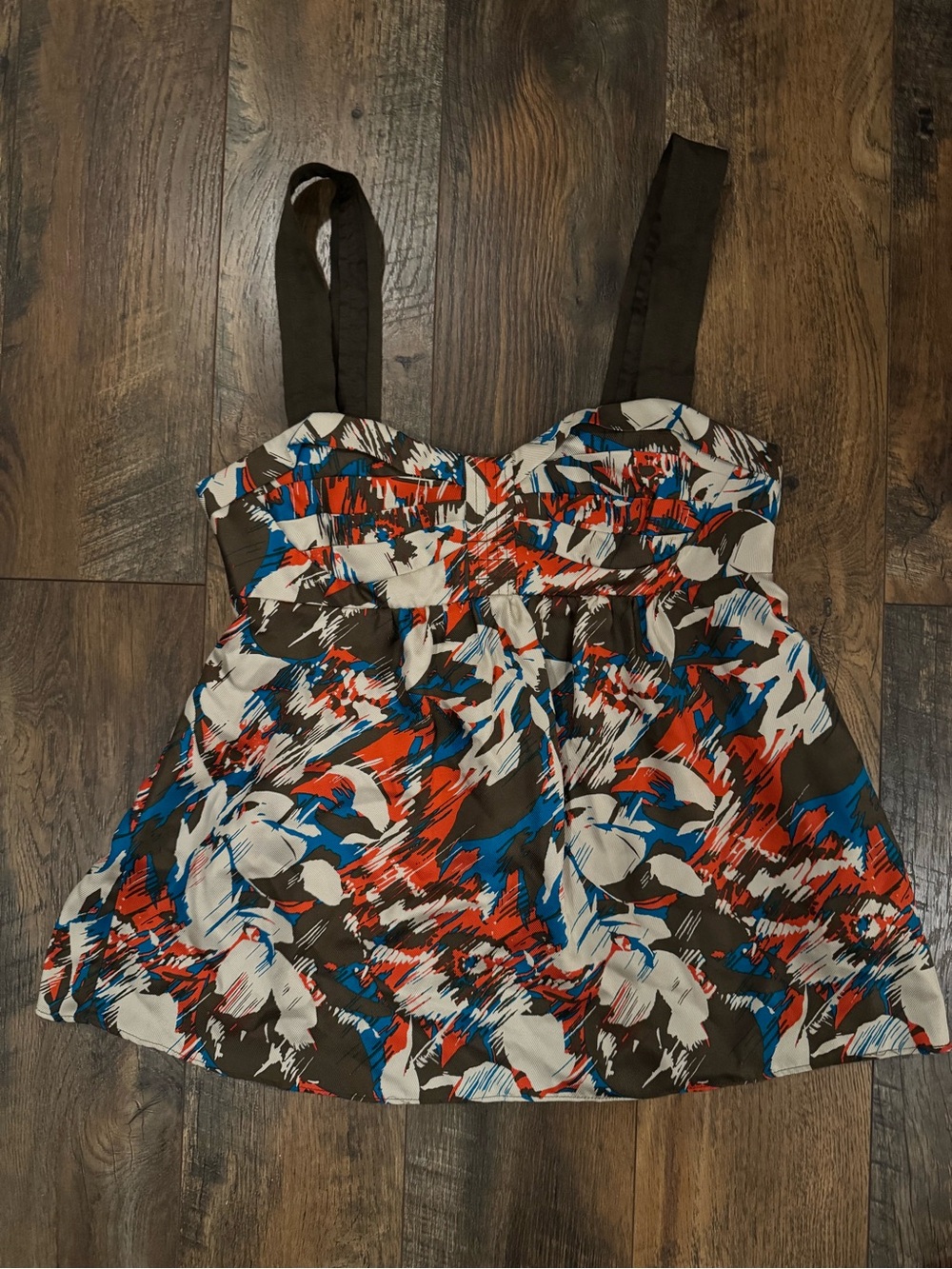 A/X Armani Exchange Brown Multicolor Abstract Print Camisole